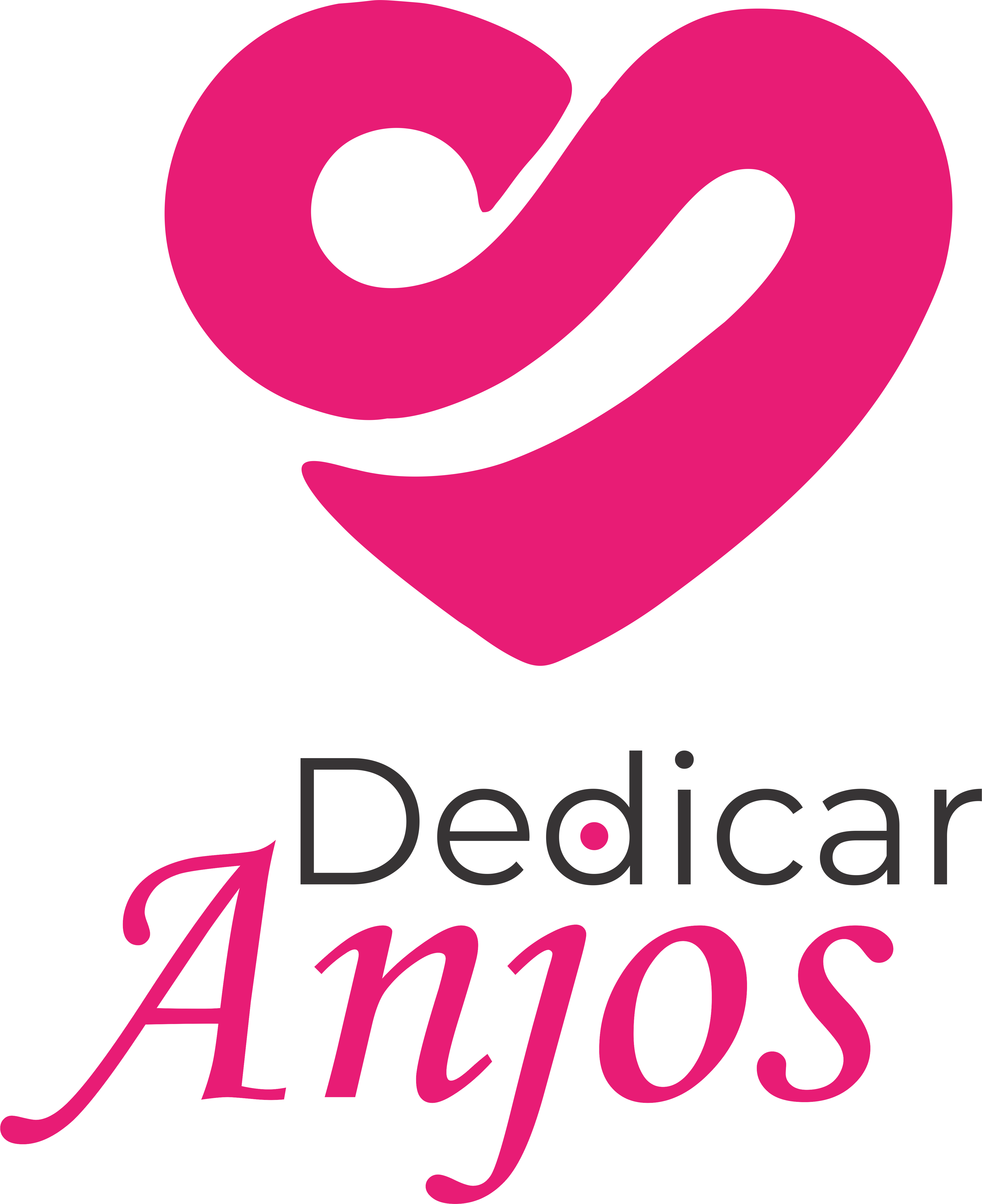 Logo da Dedicar Anjos: coração rosa estilizado com o nome da marca
